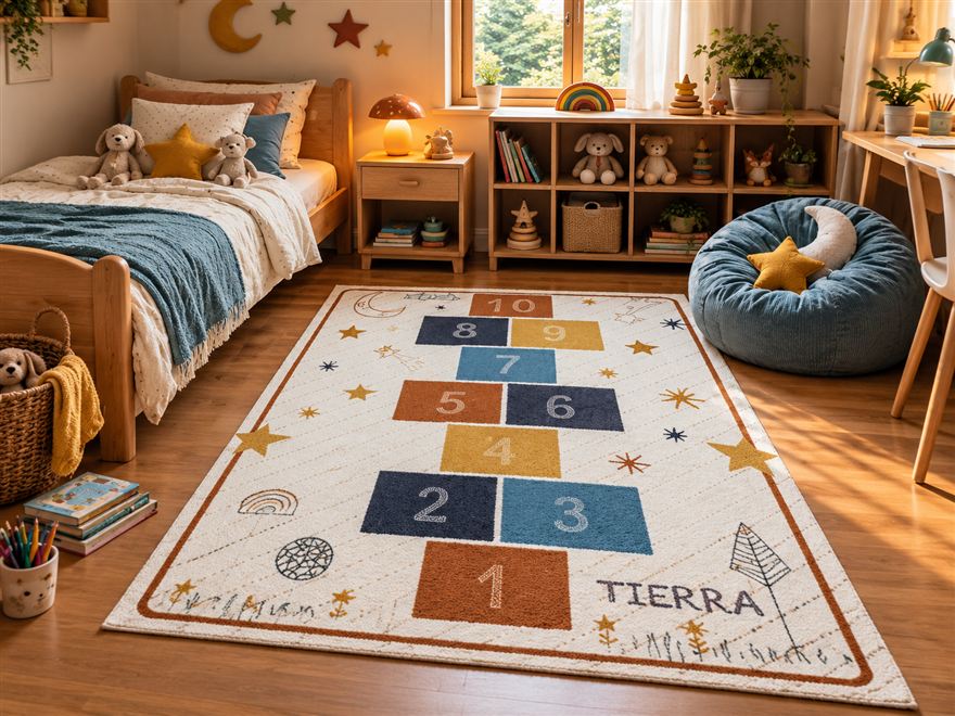 Alfombra decorativa modelo RAYUELA - línea Retro
